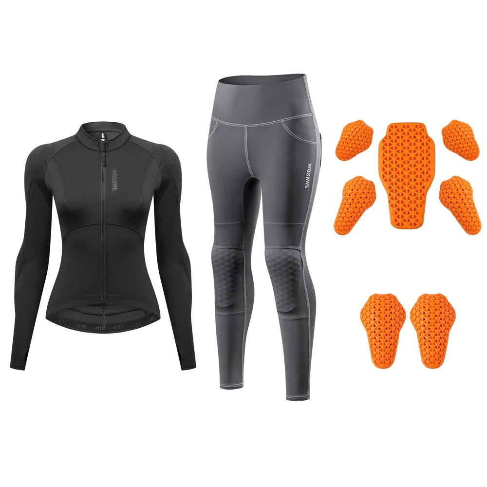 WOSAWE Women Motorcycle Soft Armor Full Body Summer Motorbike Protective Jacket Motocross Racing Pants CE Approved