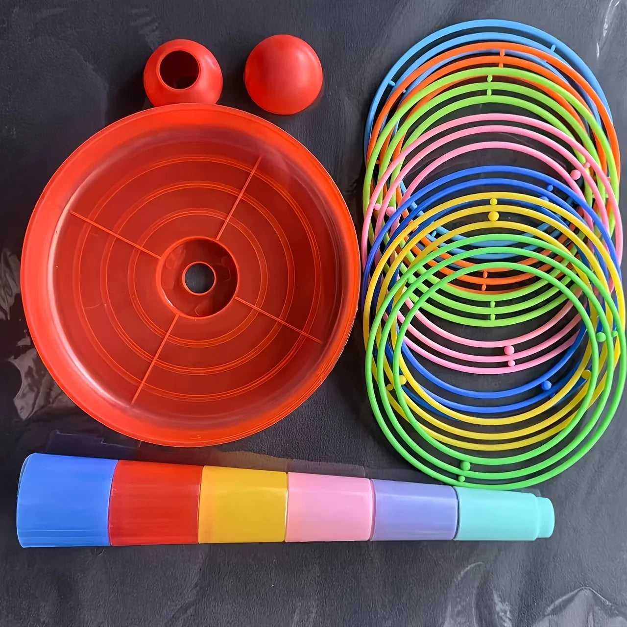 2PCS (Random Color) Colorful Plastic Sport Ring Toss Game Set Party Outdoor Puzzle Hoop Kindergarten Competition Game Stall