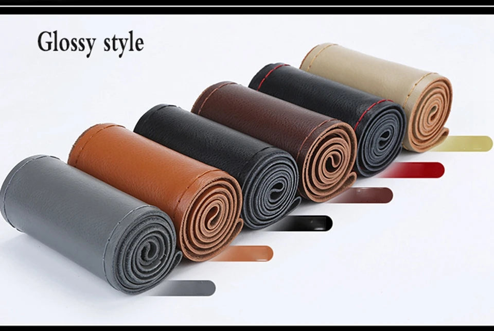 DIY Hand Sewing Steering Wheel Cover Microfiber Leather 37-38CM With Needle And Thread Interior Car Accessories Auto Interior