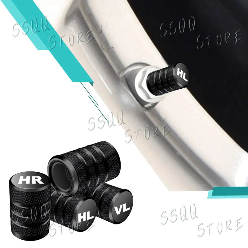 4pcs VR VL HL HR Emblem Universal Car Wheel Tire Valve Stem Caps Dust Covers Metal Tire Wheel Stem Air Valve Cap Car Accessories
