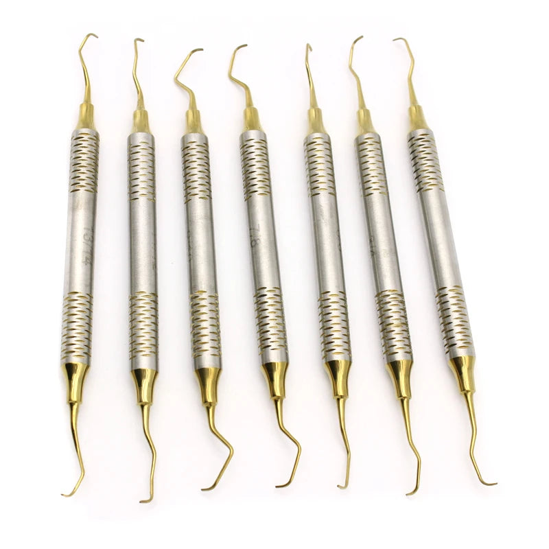 7Pcs/Set Dental Curettes Perio Scalers Gracey Curette Dental Teeth Scaler Oral Care Teeth Whitening Surgical Tool Set