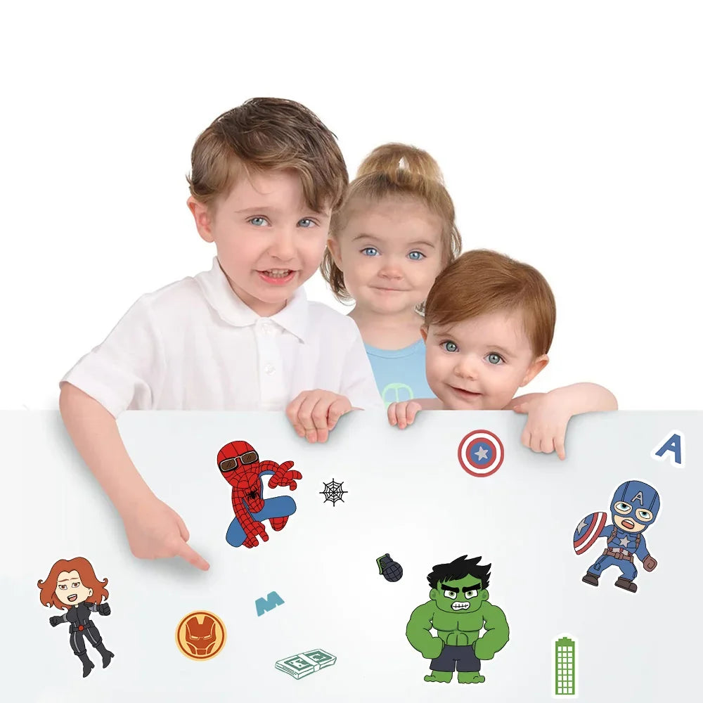 8/16Sheets Disney Marvel Spiderman Iron Man Stickers Make a Face Game Sticker Kids DIY Notebook Children Assemble Jigsaw Toys