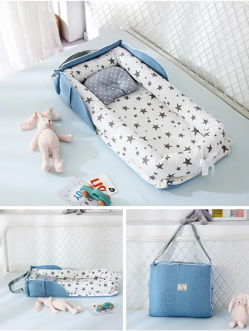 New Baby Nest Playpen Bed Newborn Crib Cushion Bassinet Stroller Fence with BagTravel Portable