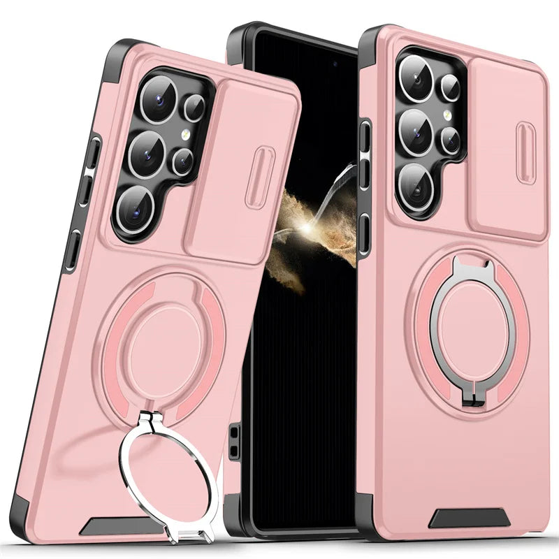 Armor Magnetic Ring Case for Samsung Galaxy S24 S23 Plus S21 S22 S25 Ultra S20 FE A54 A55 A16 A36 A56 A17 5G Lens Protect Cover