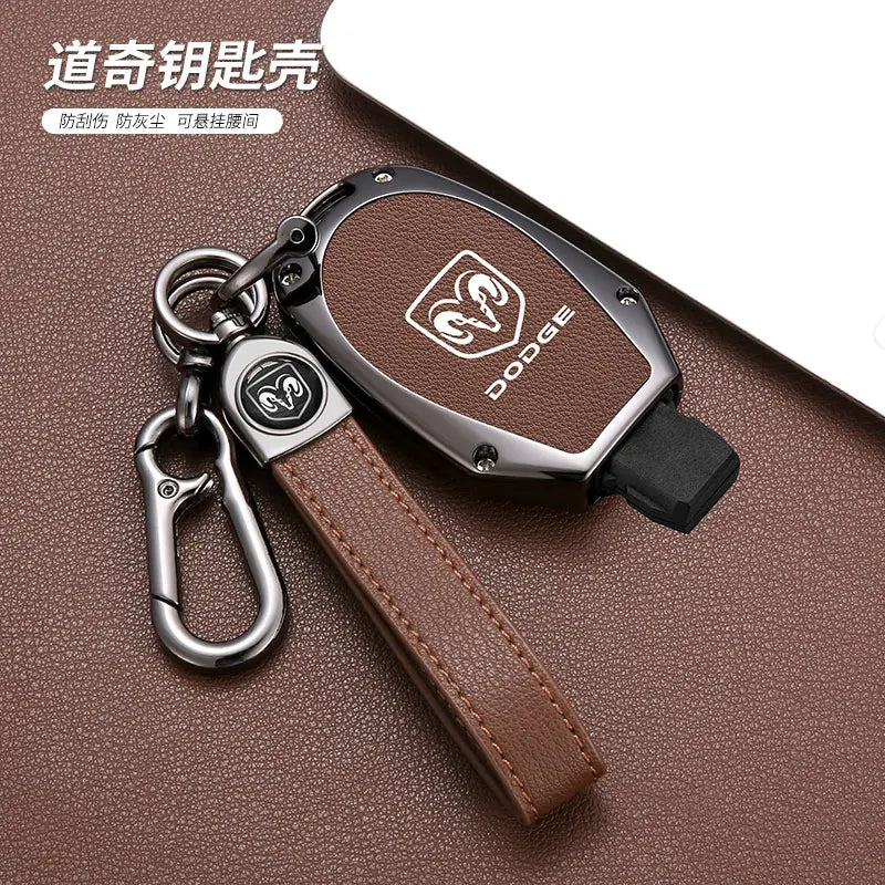 Leather+TPU Car Remote Key Case Cover Shell For Dodge Durango Magnum Journey Ram Challenger Charger Protector Holder Accessories