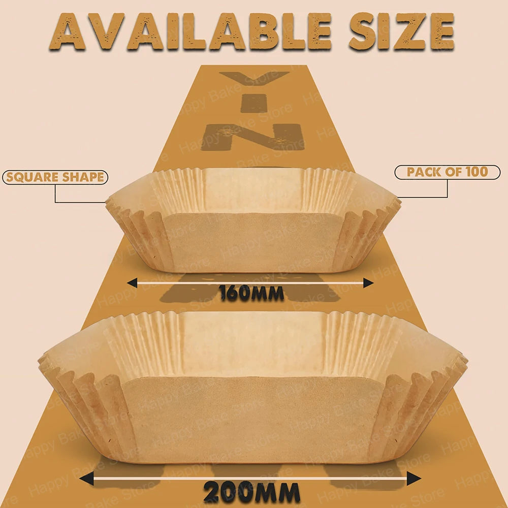 3-5L/5-8L Square Air Fryer Baking Paper, BPA Free Disposable Parchment Paper Liners Compatible with Cosori Ninja Philips Tefal