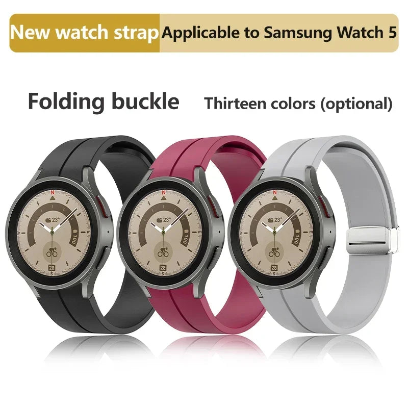 Original Silicone Strap for Samsung Watch 6/5/4 40 44mm 5 Pro 45mm Band Magnetic Buckle Galaxy Watch 4/6Classic 42 43MM 46 47MM
