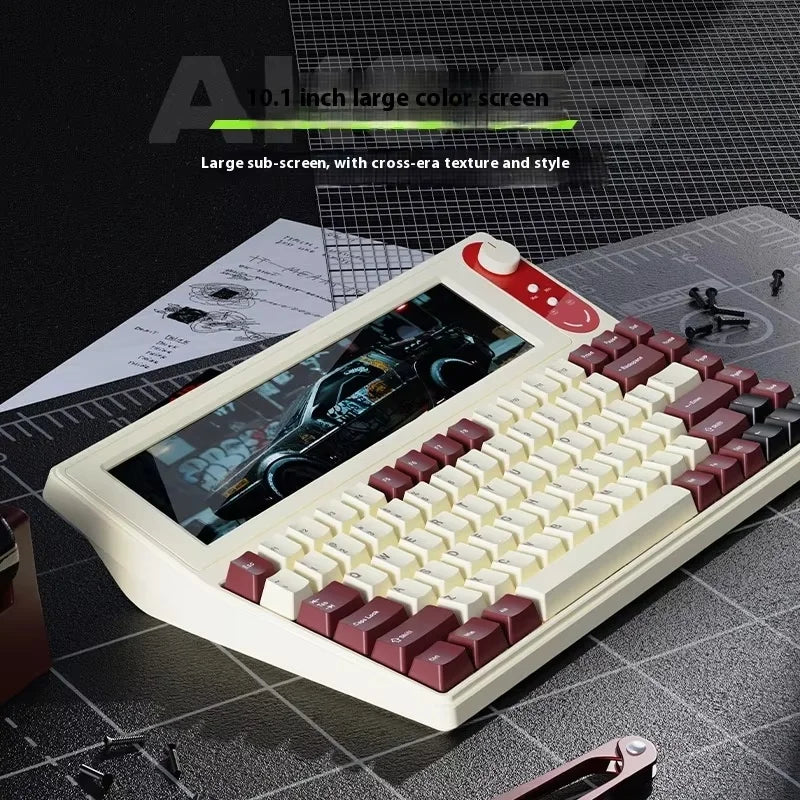 AJAZZ AKP846 Mechanical Keyboard Wired With Screen Programming Custom Driver QMK Open Source 10.1-Inch Color Screen Office Game
