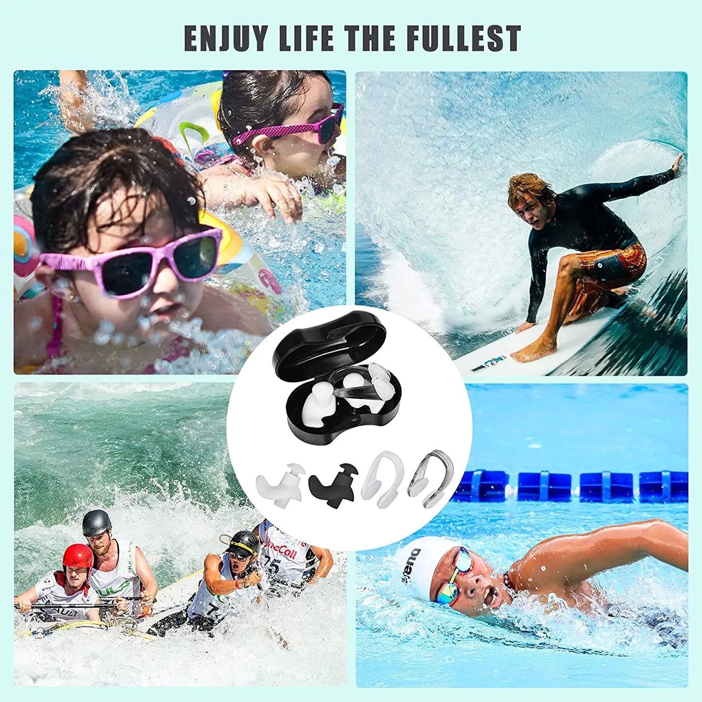 Swimming nose clip earplug set silicone environmentally friendly nose clip earplugs children adult beginners swimming supplies