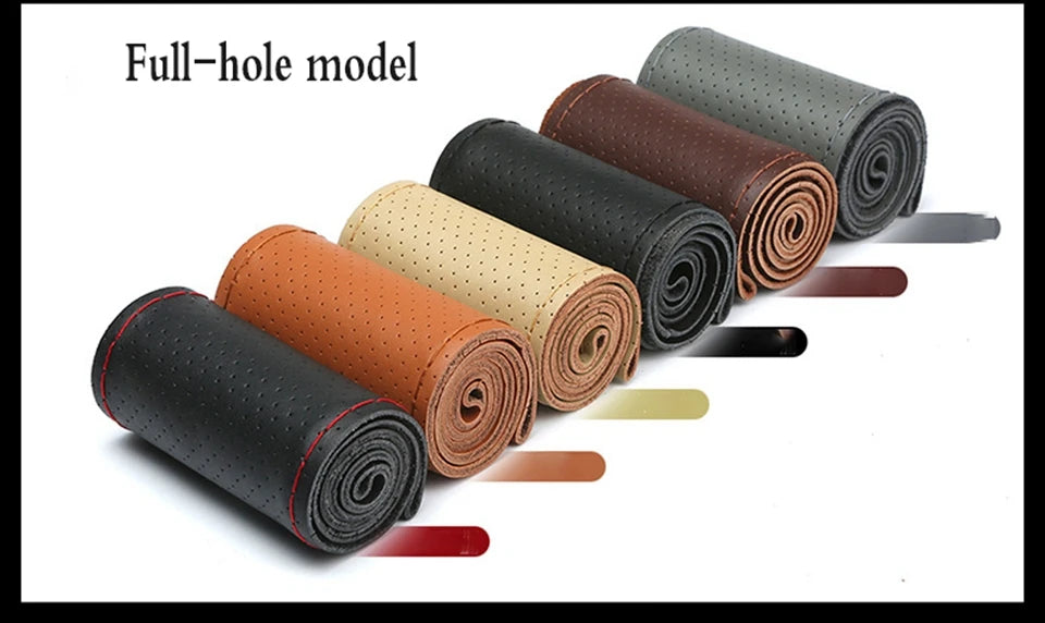 DIY Hand Sewing Steering Wheel Cover Microfiber Leather 37-38CM With Needle And Thread Interior Car Accessories Auto Interior