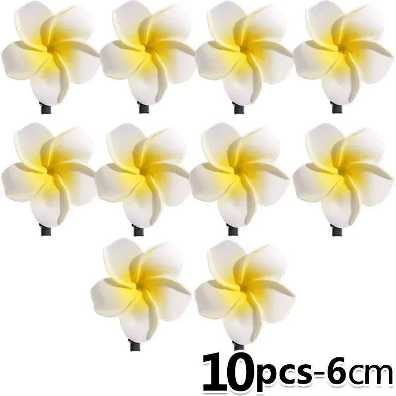 1-10pcs Plumeria Flower Hair Clips for Women Hairpins Girls Side Bangs Clips Flower Barrette Hawaiian Party Bag Hat Accessories