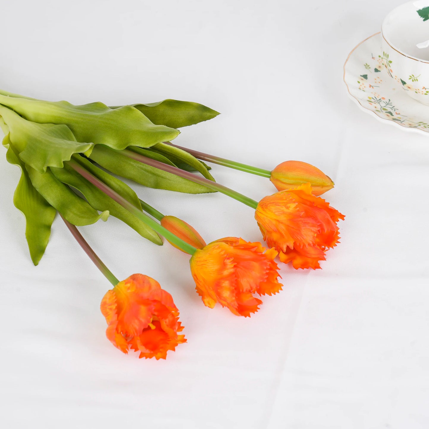 New Parrot Wave Tulip Silicone Artificial Flowers Soft and Comfortable Bouquet Home Room Living Room Desktop Floral Decoration