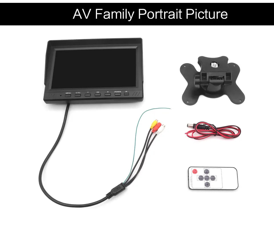 Smartour AHD 7inch TFT LCD Car HD Monitor Rear View Monitor Support CVBS 1080P AHD Camera 2 x 4PIN Video Input