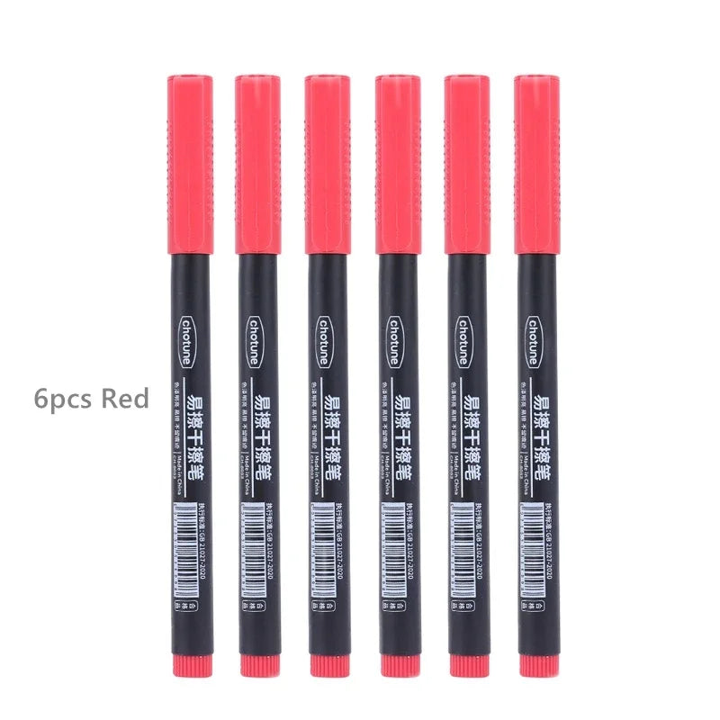 8pcs Erasable Whiteboard Pen 0.5mm Fine Point Black/Blue/Red Ink Blackboard Marker School Office Art Writing Stationery