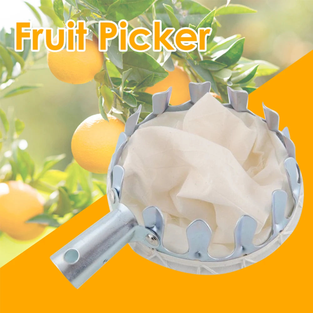 Garden Fruit Picker Head Orchard Apple Pears Orange High Tree Picking Tool Fruit Catcher Pouch Detachable Farm Fruits Collector
