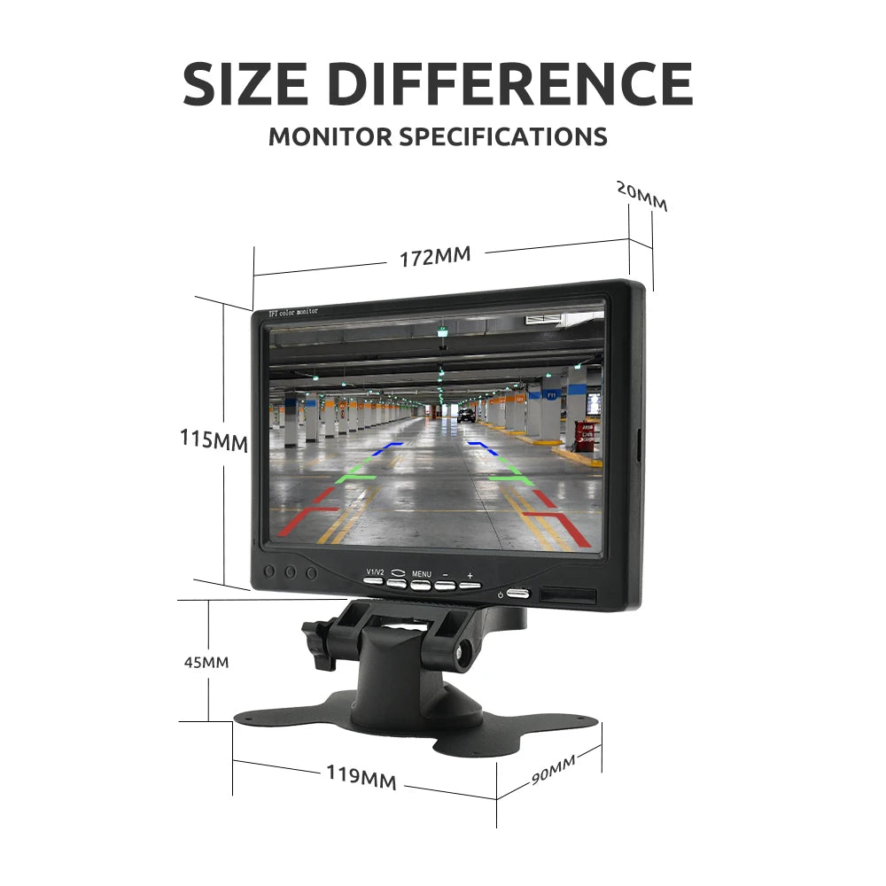 Parking Universal Car Rear View Camera with Monitor For Truck Bus 7 HD Screen 1024*600 Assistance Waterproof Security