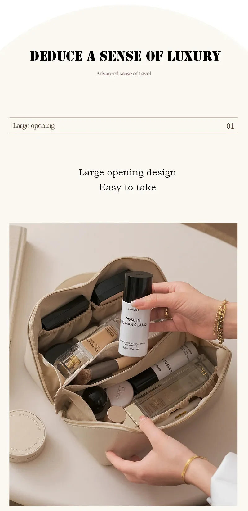 Large Pu Leather Travel Cosmetic Bag for Women Cosmetic Organizer High-capacity Makeup Bag Storage Pouch For Female Makeup Box