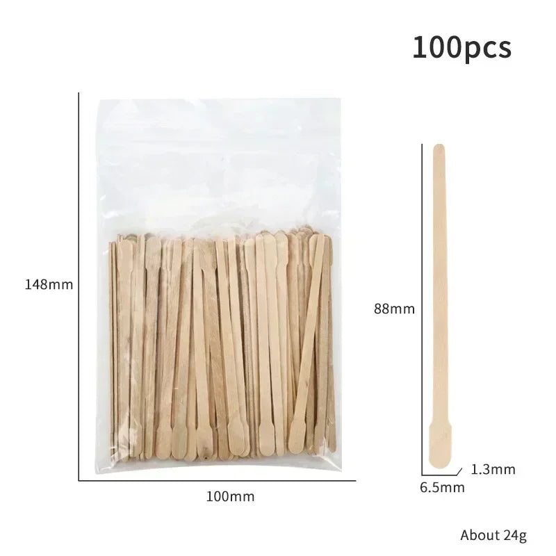 Wooden Waxing Stick Disposable Wax Bean Wiping Wax Tool Disposable Hair Removal Beauty Body Beauty Tool Uñas Nail Charms