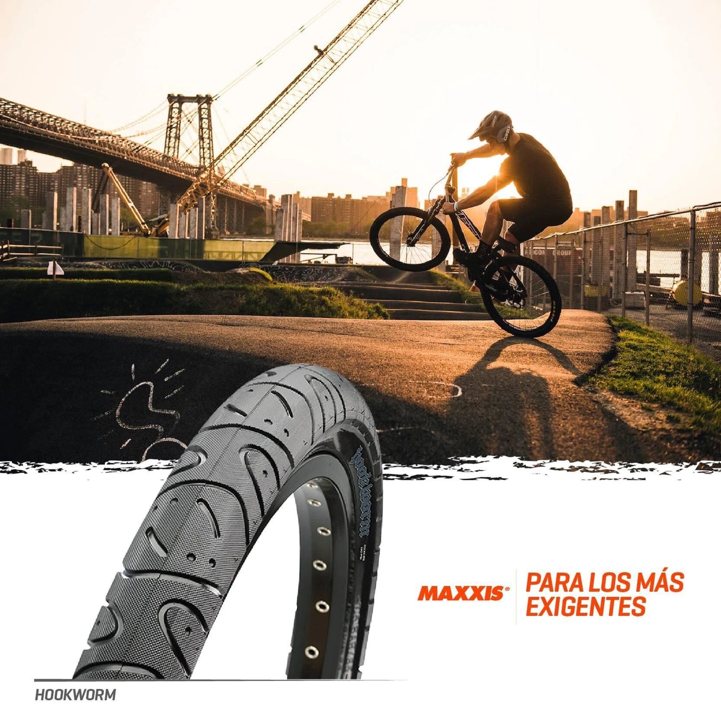 MAXXIS Hookworm 26 x 2.5 Bicycle Tire BMX Wire Bead Clincher Tire for Street Park vert Flatland 20 inch 24 26 27.5 or 29 Sizes