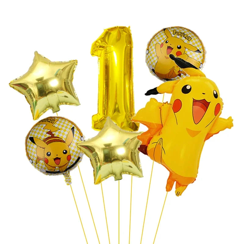 Pokemon themed balloon 32 inch digital balloon set for children's birthday new Pikachu aluminum foil ball party decoration toy