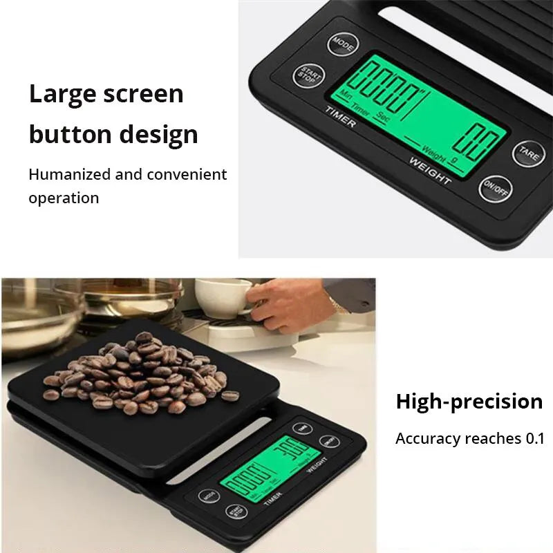 1pc Black Precision Coffee Dropping Scale 0.1g Coffee Dropping Scale With Timer Digital Kitchen Scale High Precision LCD Scale