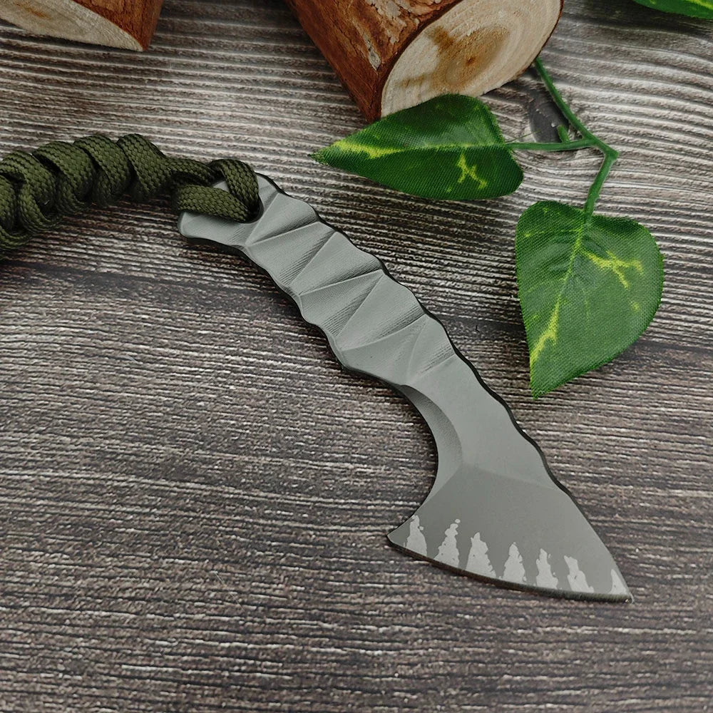 Fixed Blade Knife  Outdoor Tactical Hunting Camping D2 Blade Straight Knife Small Axe Multifunctional Wilderness Survival Tools