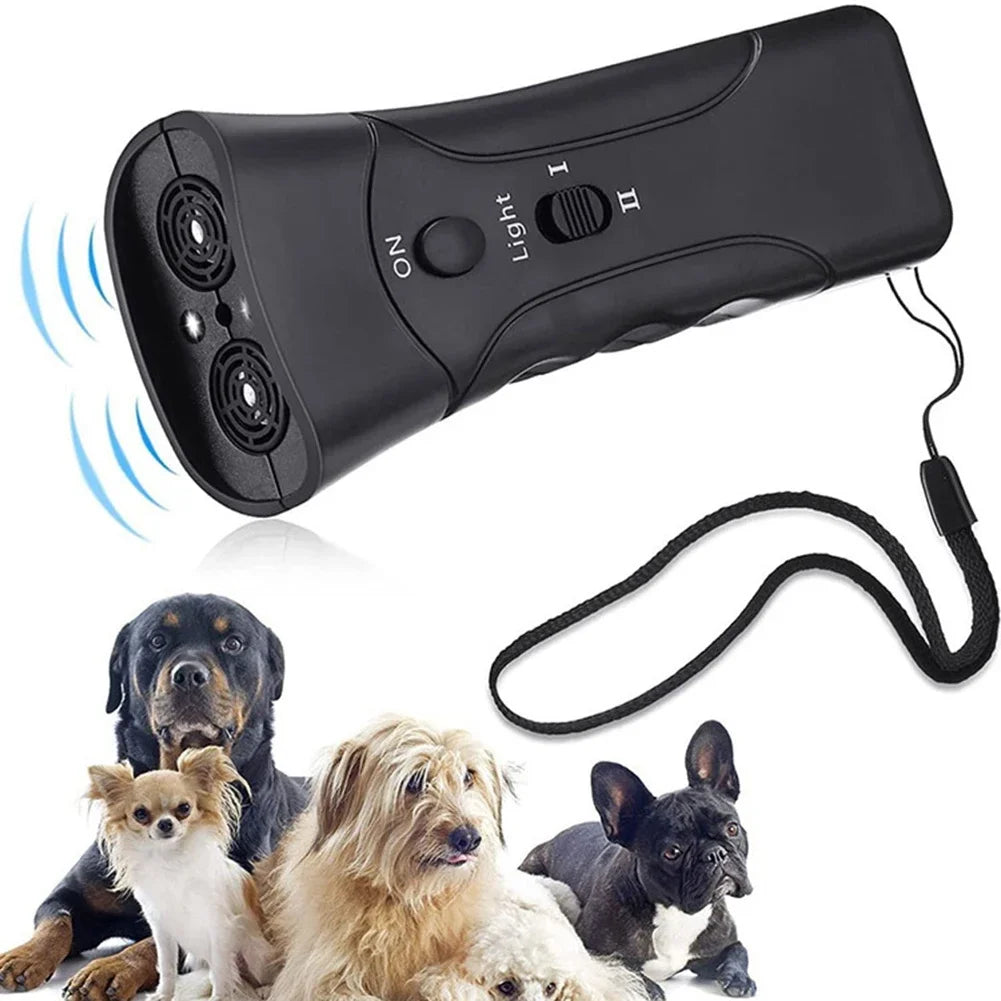 2 in 1 Ultrasonic Dog Repeller USB Rechargeable Dog Drive Device Portable Dog Trainer Anti Barking Device with LED Indicator