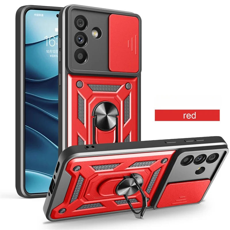 Armor Case For Samsung Galaxy S24 FE S22 S23 Plus S21 S25 Ultra S20 A54 A16 5G A56 A55 A35 A15 A05 A06 Slide Lens Protect Cover