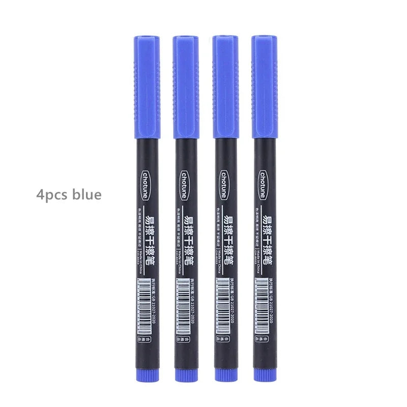 8pcs Erasable Whiteboard Pen 0.5mm Fine Point Black/Blue/Red Ink Blackboard Marker School Office Art Writing Stationery