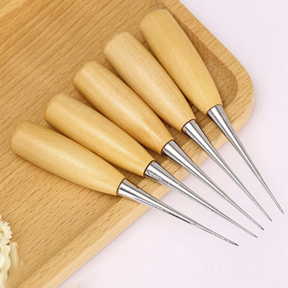 WUTA 2pcs Leather Hand Stitching Awl Tool Leather Craft Hole Punch Tools Sewing Punching Hole Maker Stitching Over Stitch