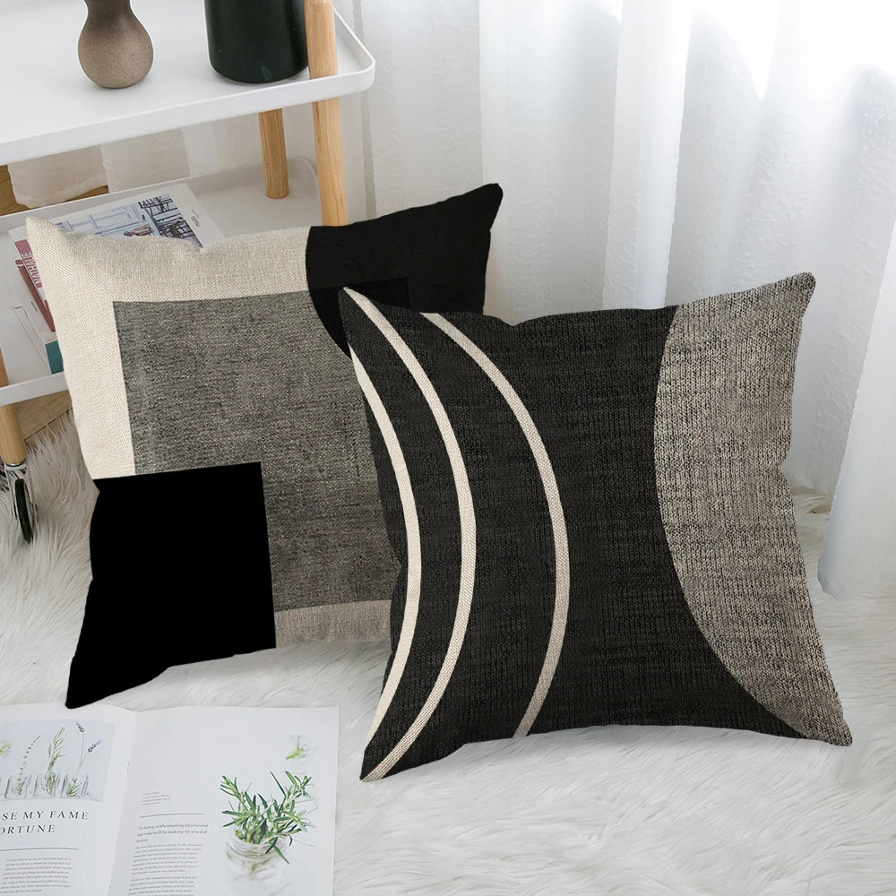 1/4pcs Abstract Geometric Throw Pillow Covers 45X45cm Modern Boho Black And White Decorative Cushion Cases Home Decor