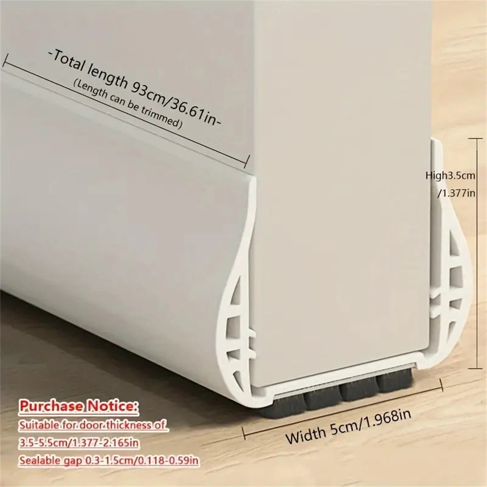 1-4pcs 93cm Door Bottom Seal Strip with Brush PVC Dustproof Soundproof Snap-in installation Gap Door Draft Stopper Weatherstrip