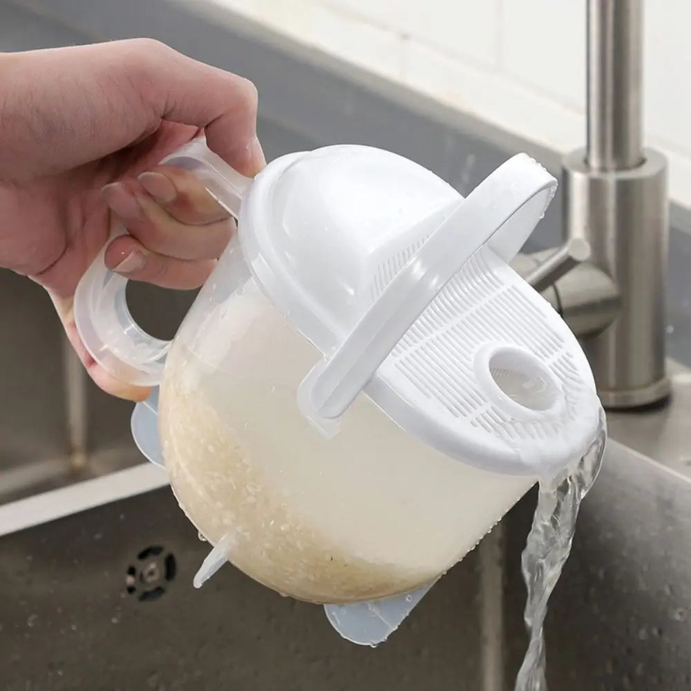 Rice Washer Creative Hand-Free Washing Rice Basin Sieve Plastic Rice Bucket Basket With Draining Flushing Type Rice Cleaning