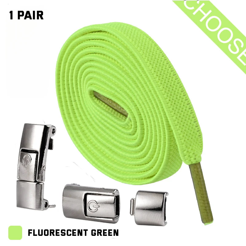 New Press Lock Shoelaces without ties Elastic Laces Sneaker 8MM Widened Flat No Tie Shoe laces Kids Adult Shoelace for Shoes