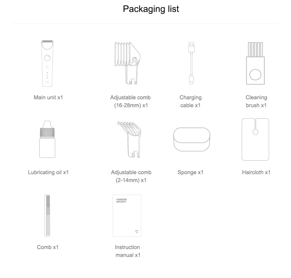 MIJIA Hair Clipper 2 Hair Trimmer Professional Beard Cut Machine IPX7 Waterproof Wireless Haircut Machine Mijia Clipper 2