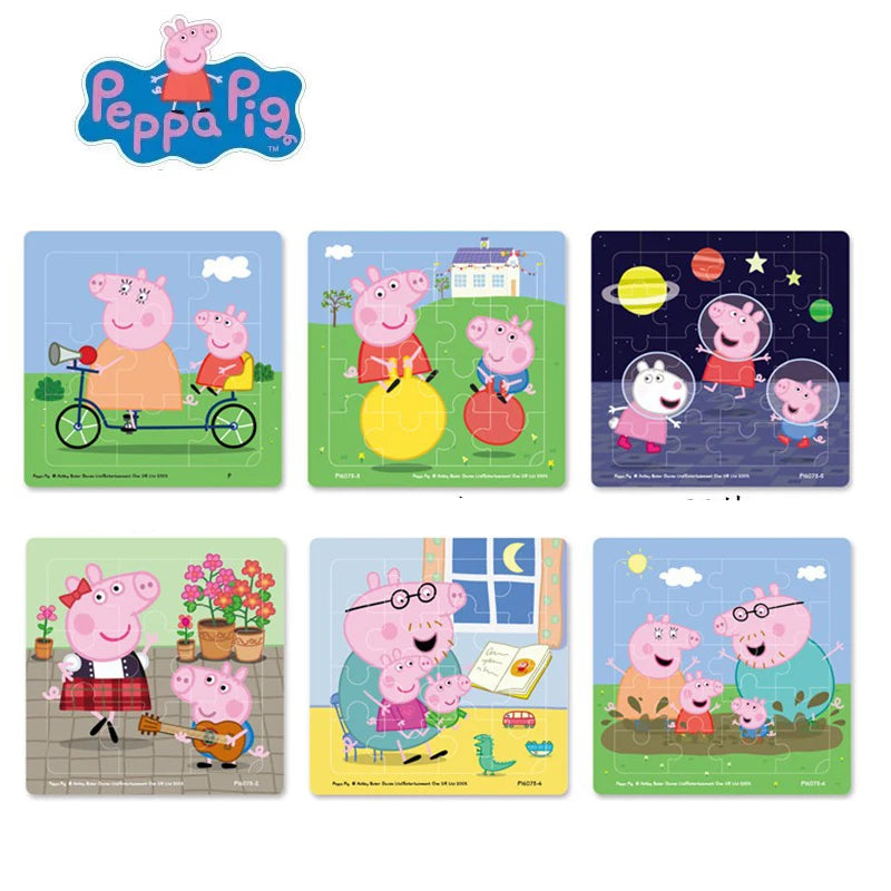 Peppa Pig Puzzle Early Education Puzzle Kindergarten Paper Building Block Thinking Cartoon Model Toy Action Doll Children Gifts