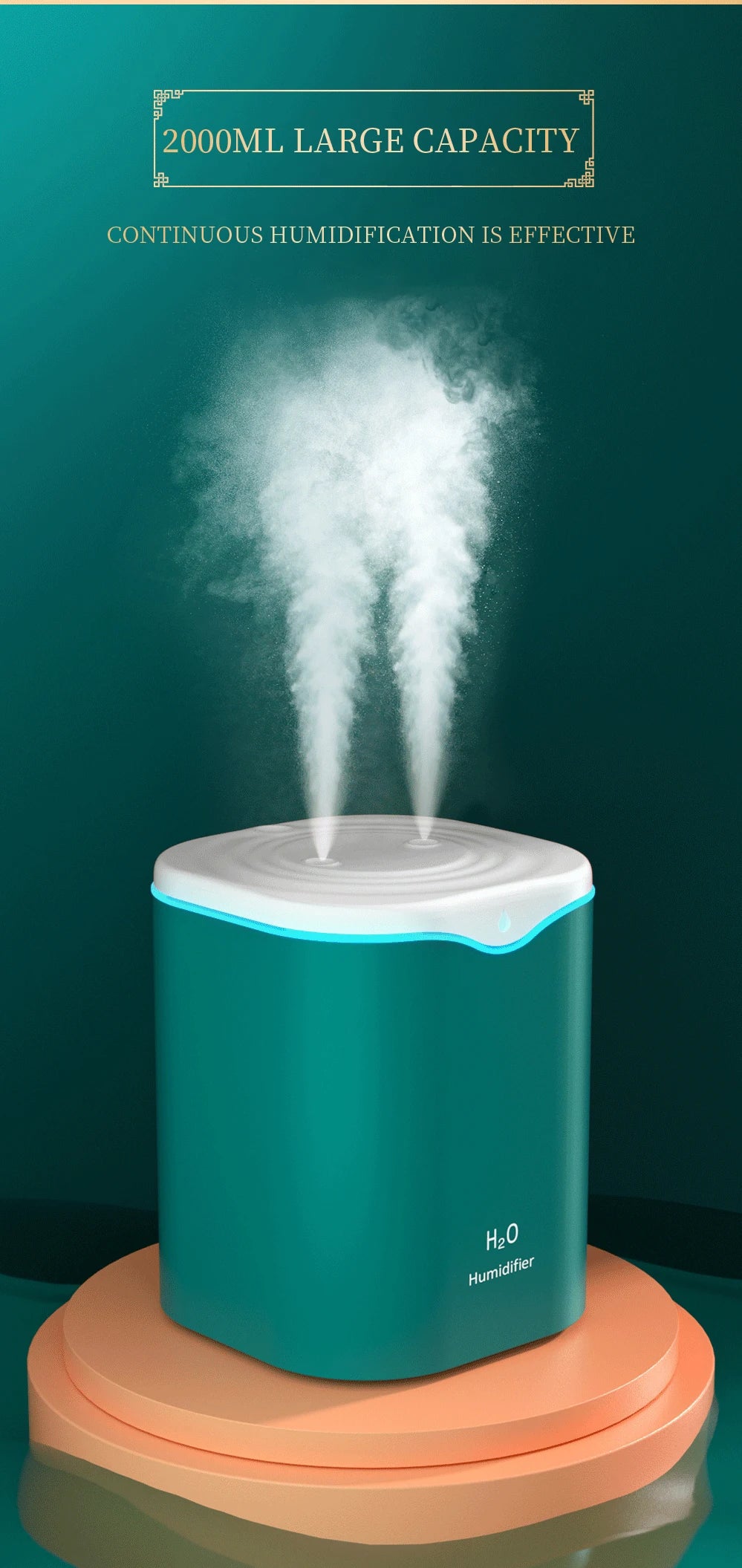 New USB Double Spray Humidifier Home USB Desktop Small Humidifier 2L Capacity Portable Clean Air Humidifier