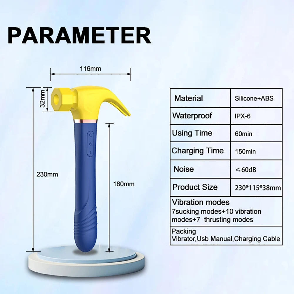 Hammer Vibrator Multifunctional Sex Machine G Spot Stimulation Telescopic Dildo Vaginal Massage Clit Sucking Female Masturbator