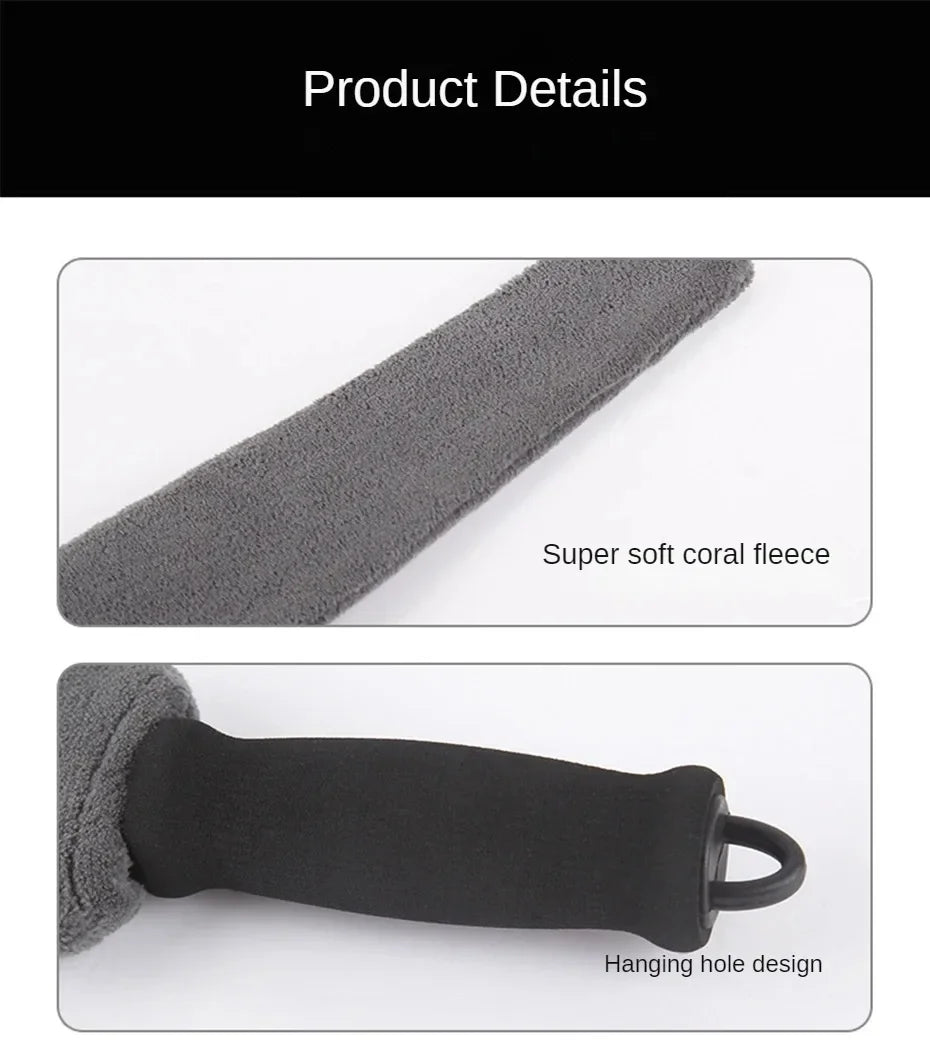 Car Cleaning Duster Microfiber Brush Air Conditioner Vent Cleaner Air Outlet Cleaning Brush Wet/Dry Use for Car Wash Accessories