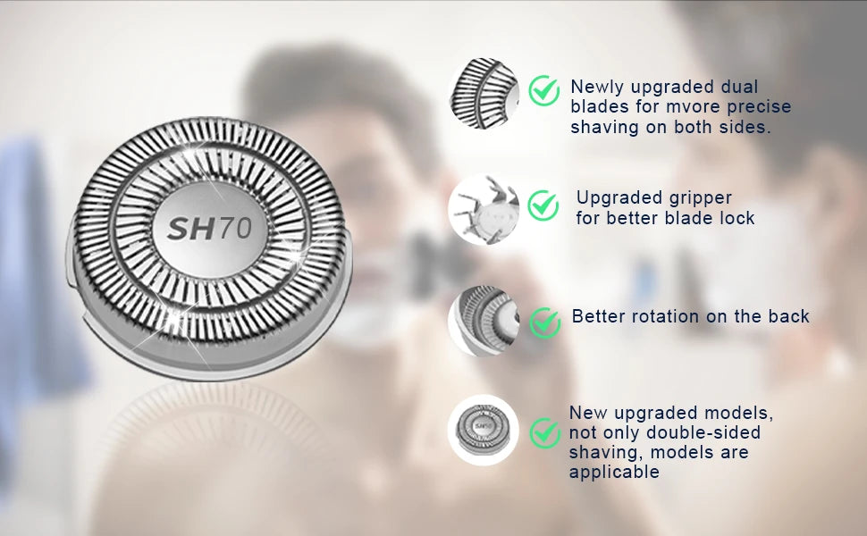 6pcs SH30 50 70 90 Replacement Head Compatible with Philips Norelco Series 3000/2000/1000