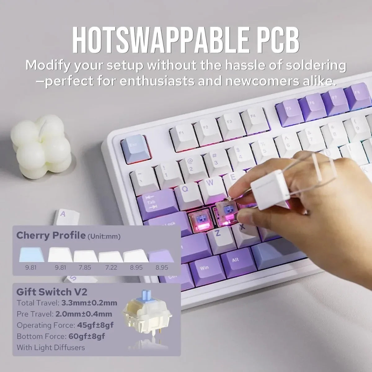 Ajazz AK980 Gaming Mechanical Keyboard Three Mode PBT Gasket Hot Swap RGB Wired Bluetooth Wireless Keyboard Game Accessories