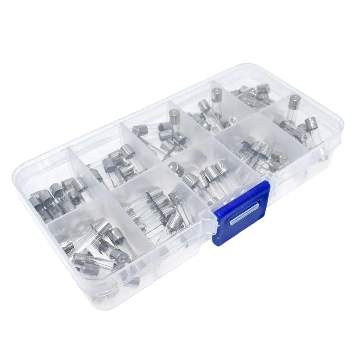 100pcs 5x20mm Quick Blow Glass Tube Fuse Assorted Kit Amp 0.2A 0.5A 1A 2A 3A 5A 8A 10A 15A 20A 250V with Storage Box