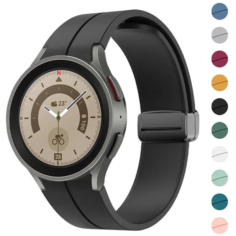 Original Silicone Strap for Samsung Watch 6/5/4 40 44mm 5 Pro 45mm Band Magnetic Buckle Galaxy Watch 4/6Classic 42 43MM 46 47MM