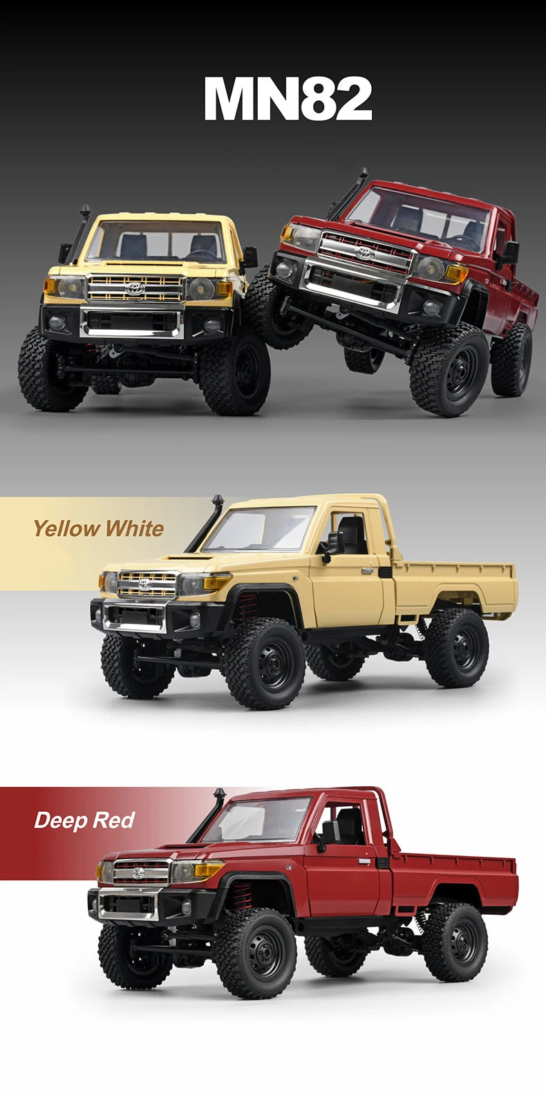 ZWN 1:12/1:16 Retro Rc Car With LED Lights Full-scale Simulation Vehicle Professional 4WD Remote Control Pickup Truck Model Toys
