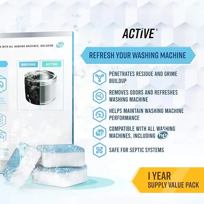 Washing Machine Cleaner Descaler Of 12/24pcs Pack-Deep Cleaning Tablets Odor Removing Tablets For Washer Laundry Supplies