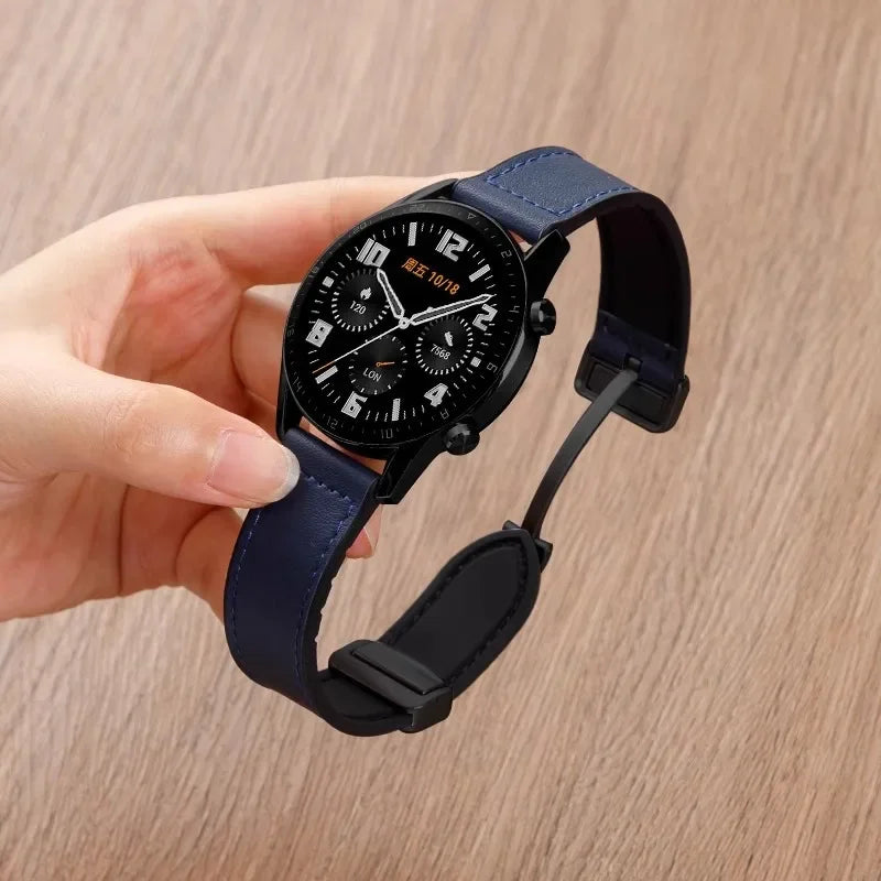 Leather Silicone Strap For Samsung Galaxy Watch 4 5 6 7 40mm/44mm Magnetic Band For Galaxy Watch 4/6 Classic 43 47mm 42 46mm