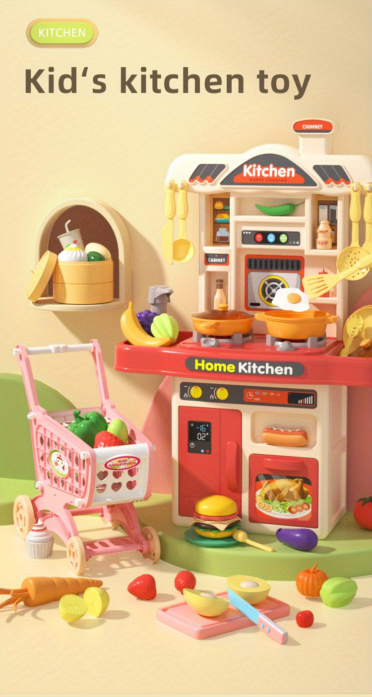 Realistic Pretend Play Cooking Toy for Kids, Chef Playset Kitchen Accessories, Lights & Sounds,for Toddles Girls Boys Ages 3+