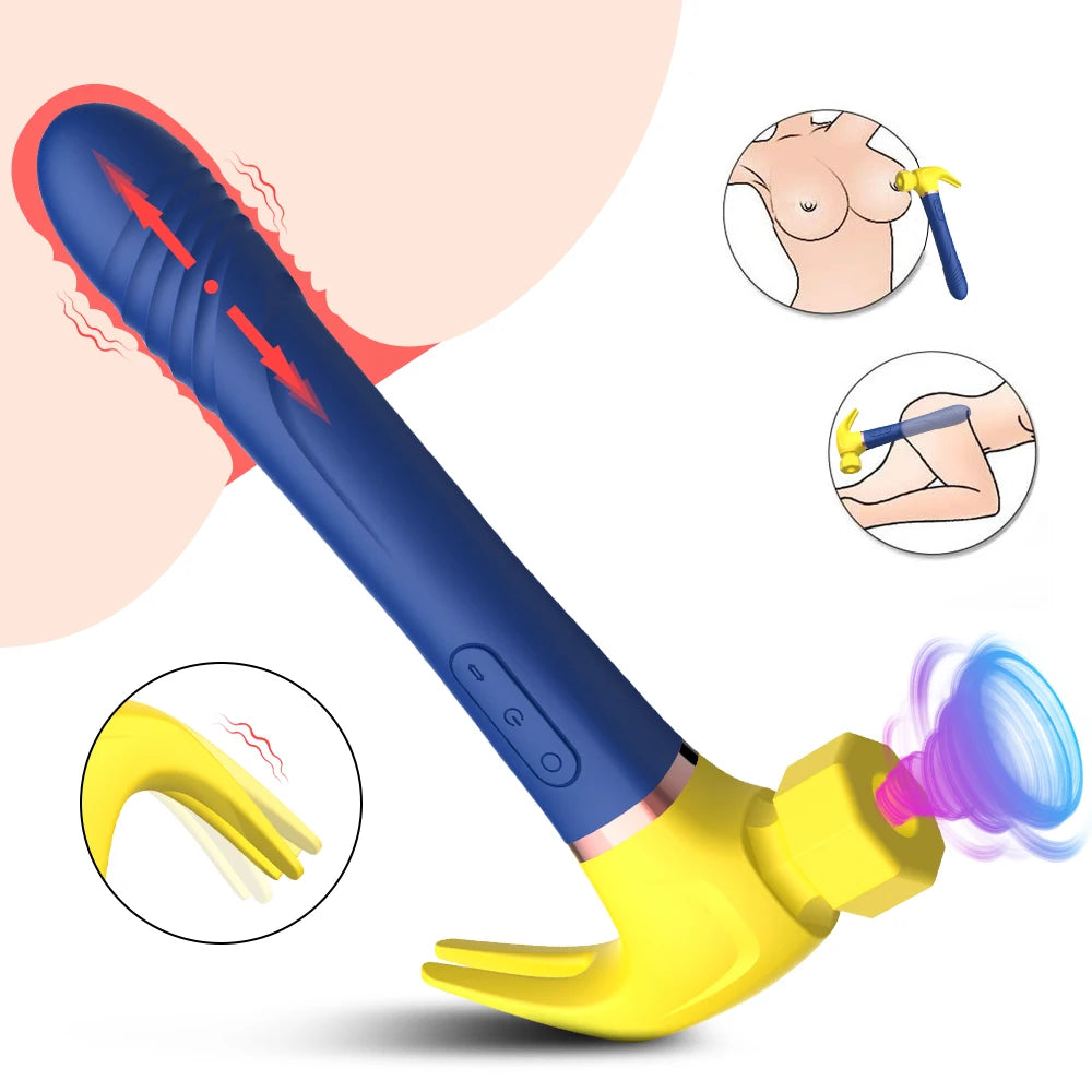 Hammer Vibrator Multifunctional Sex Machine G Spot Stimulation Telescopic Dildo Vaginal Massage Clit Sucking Female Masturbator