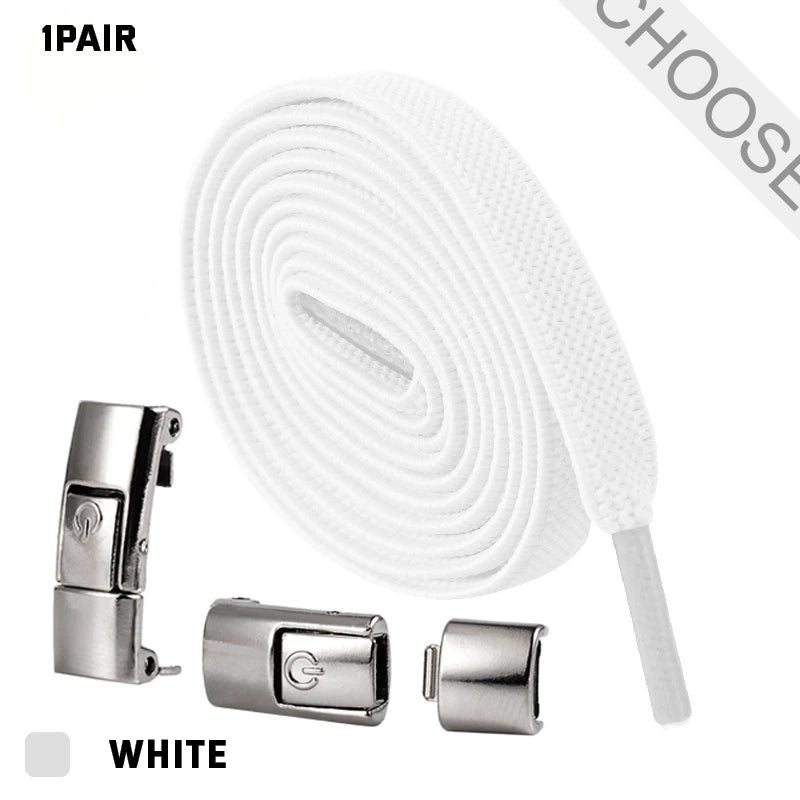New Press Lock Shoelaces without ties Elastic Laces Sneaker 8MM Widened Flat No Tie Shoe laces Kids Adult Shoelace for Shoes