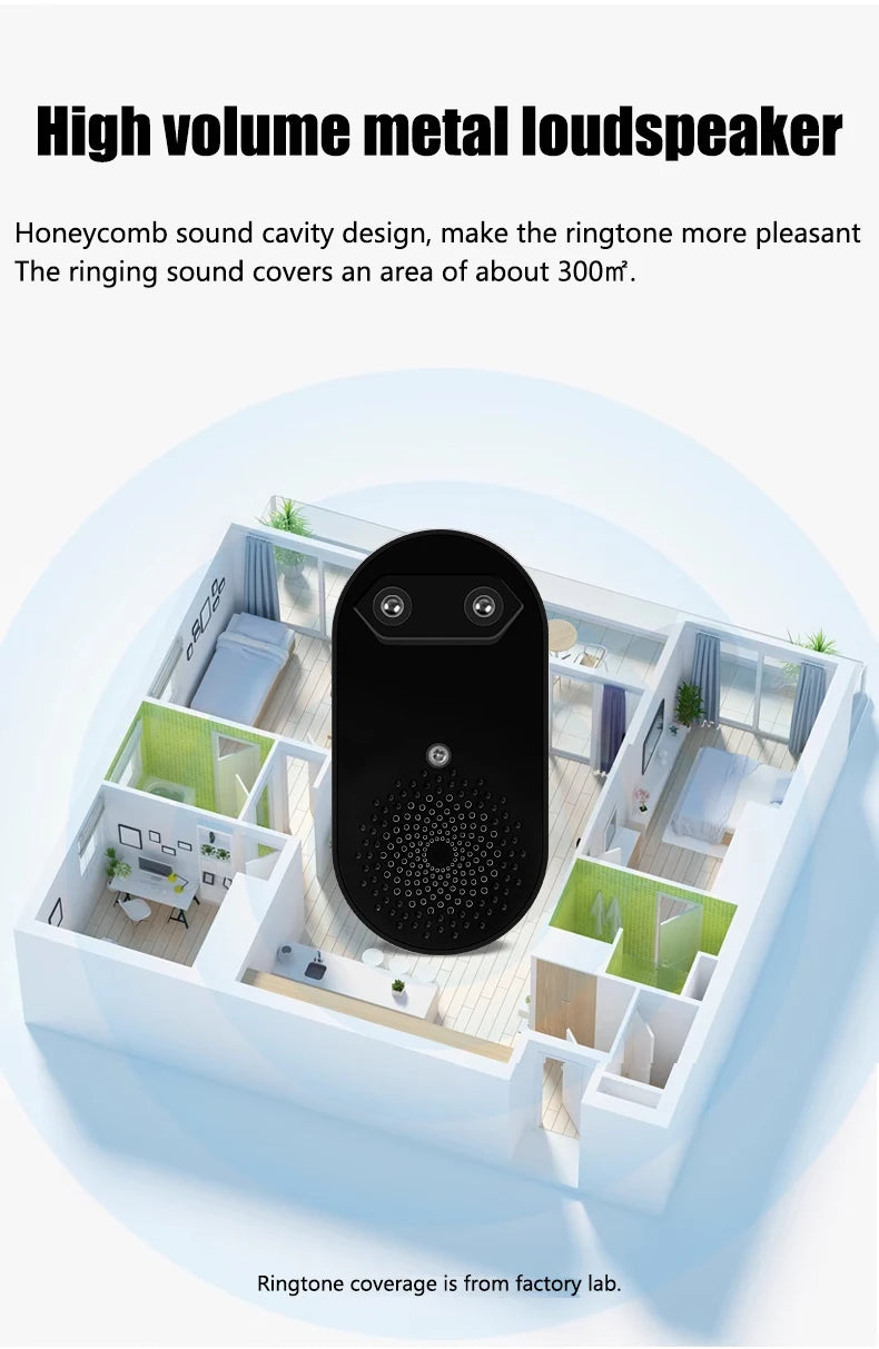 Wireless Doorbell Home Welcome Smart Door bell Sets Home Outdoor Kinetic Ring Chime Doorbell 32 Songs Melodies Sound